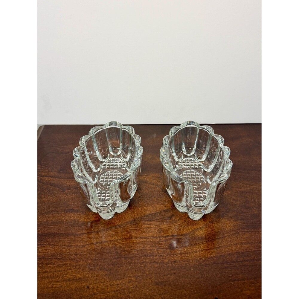 Vintage Princess House #438 Spoon Fork Holders Pair Crystal Utensil Rests